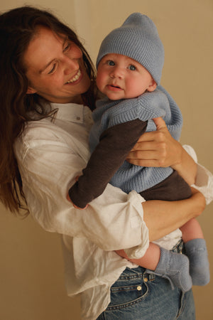 Hvid Strick-Weste Baby "Harvey" | Light Blue