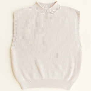 Hvid Strick-Weste Helle Cream, handgestrickte Weste aus reiner Merinowolle in hellem Naturton für Erwachsene