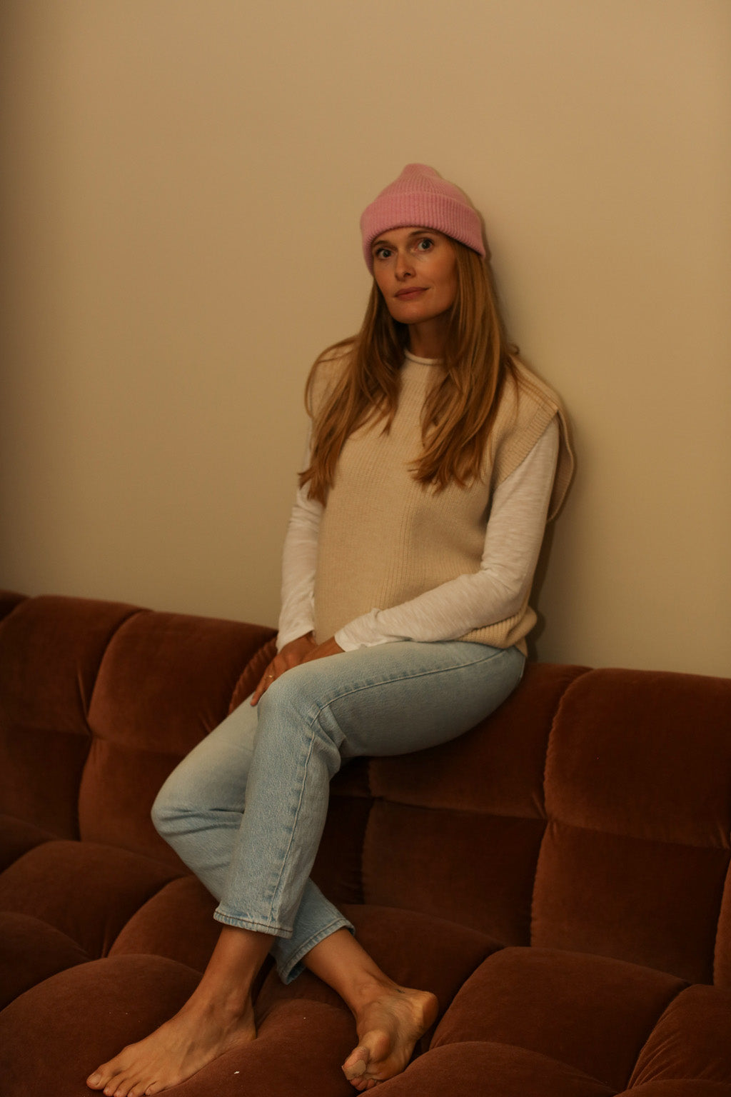 Hvid  Strick-Weste für Erwachsene "Helle" Cream