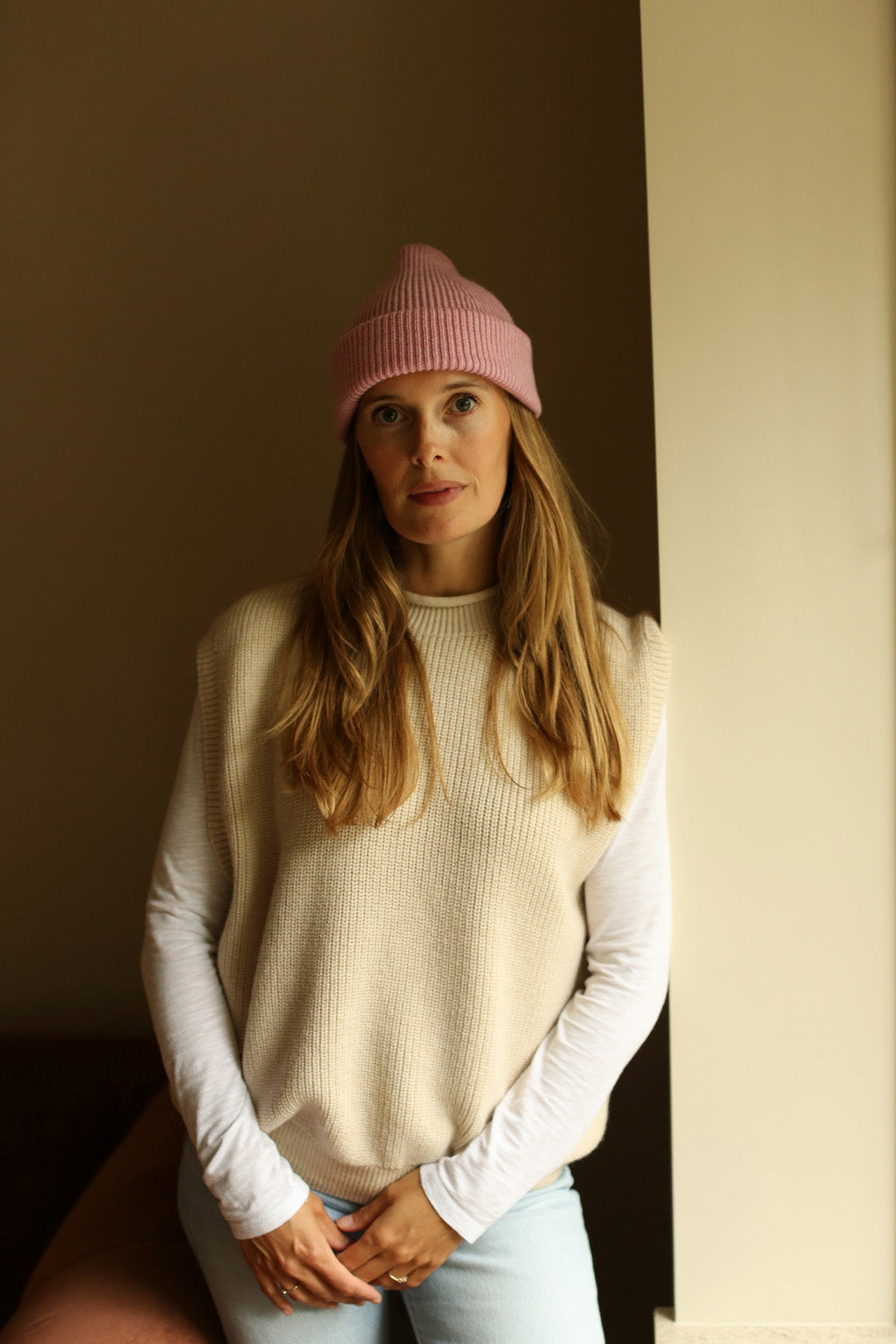 Hvid  Strick-Weste für Erwachsene "Helle" Cream