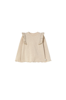 Baby-Sweatshirt in Stone mit Rüschendetail und softem Fleece innen – Cozmo „Vilna“