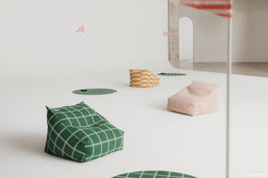 Nobodinoz Sitzsack-Sessel Vibes 68x60x40 | Senfgelb & Sand Fliesen