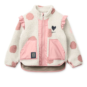 Liewood Noam Fleecejacke mit Rüschen | Spot dot Sandy / Rose blush mix