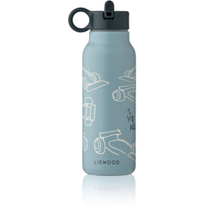 Liewood Falk Trinkflasche 350 ml | Race cars / Beach blue