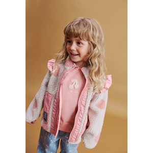 Liewood Noam Fleecejacke mit Rüschen | Spot dot Sandy / Rose blush mix