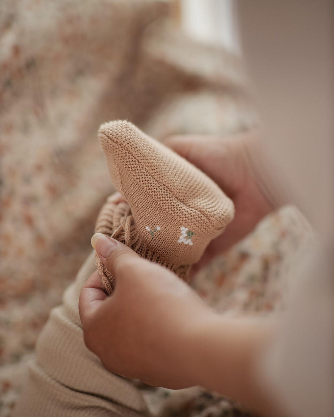 Saga Copenhagen Baby Strickschuhe - Bio-Baumwolle | Nude