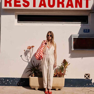 Rose in April Elisa sac | Tomate/rayures rose bonbon