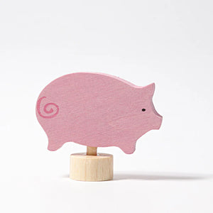 Grimm’s Steckfigur Schwein in Rosa, handbemalte Holzfigur für Geburtstagsring oder Jahreszeitentisch