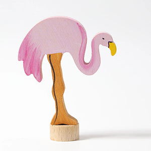 Grimm’s Steckfigur Flamingo aus Holz für Geburtstagsring oder Tischdekoration