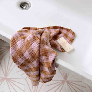 Rose in April Bianca Swaddle Vichy 70x70 cm | Caramel Mauve