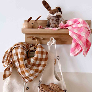 Rose in April Bianca Doudou en mousseline 70x70cm | Vichy Caramel