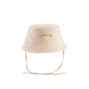 Chamaye Bucket Hat für Kinder, Vorderseite in einfarbigem Sunshine-Gelb, wendbar, Sonnenhut mit breiter Krempe