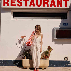 Rose in April Elisa sac | Tomate/rayures rose bonbon