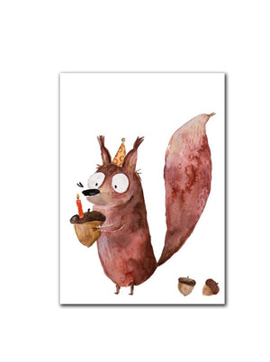 Halfbird Postkarte mit handgezeichnetem Eichhörnchen-Motiv auf Recyclingpapier, nachhaltige Grußkarte für jeden Anlass