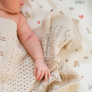 Cam Cam Pointelle Strick Babydecke | Off White