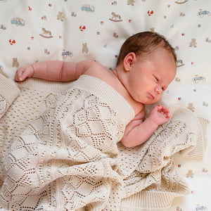Cam Cam Pointelle Strick Babydecke | Off White