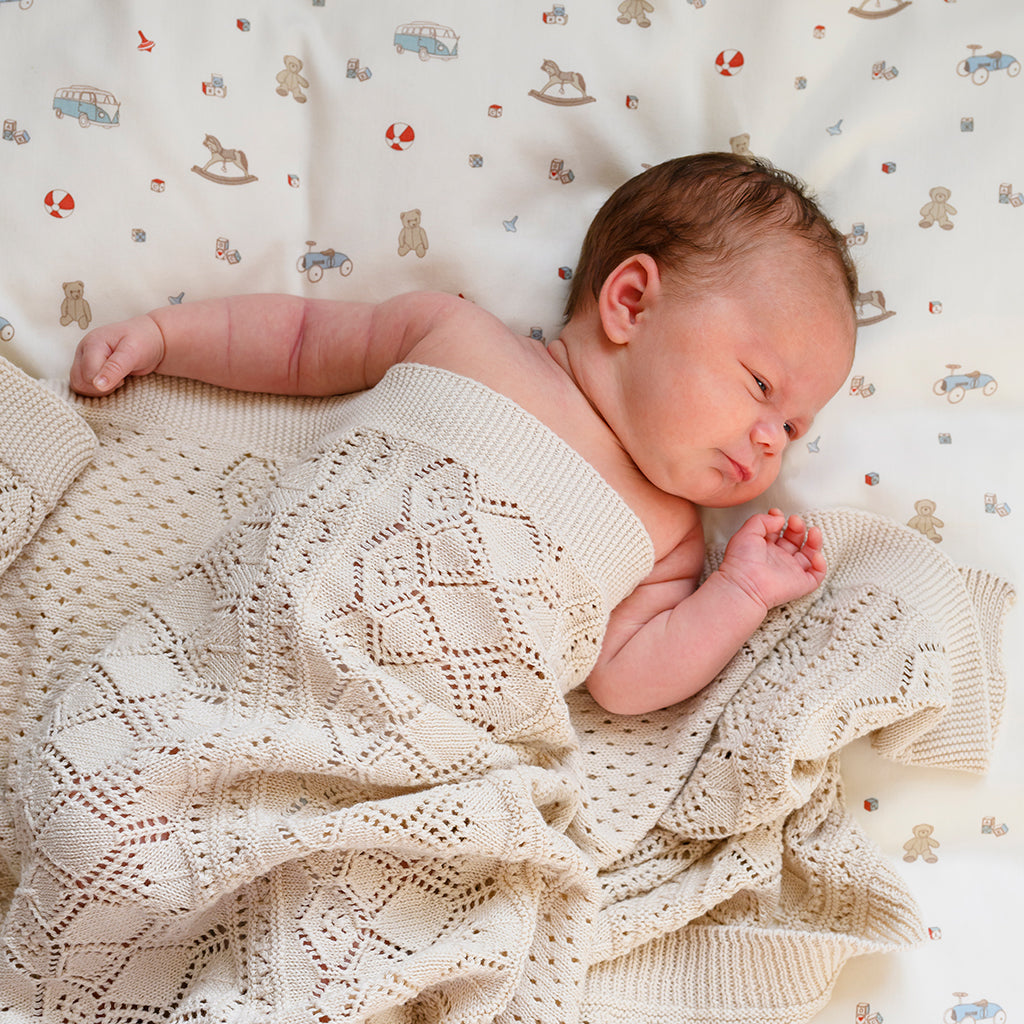 Cam Cam Pointelle Strick Babydecke | Off White