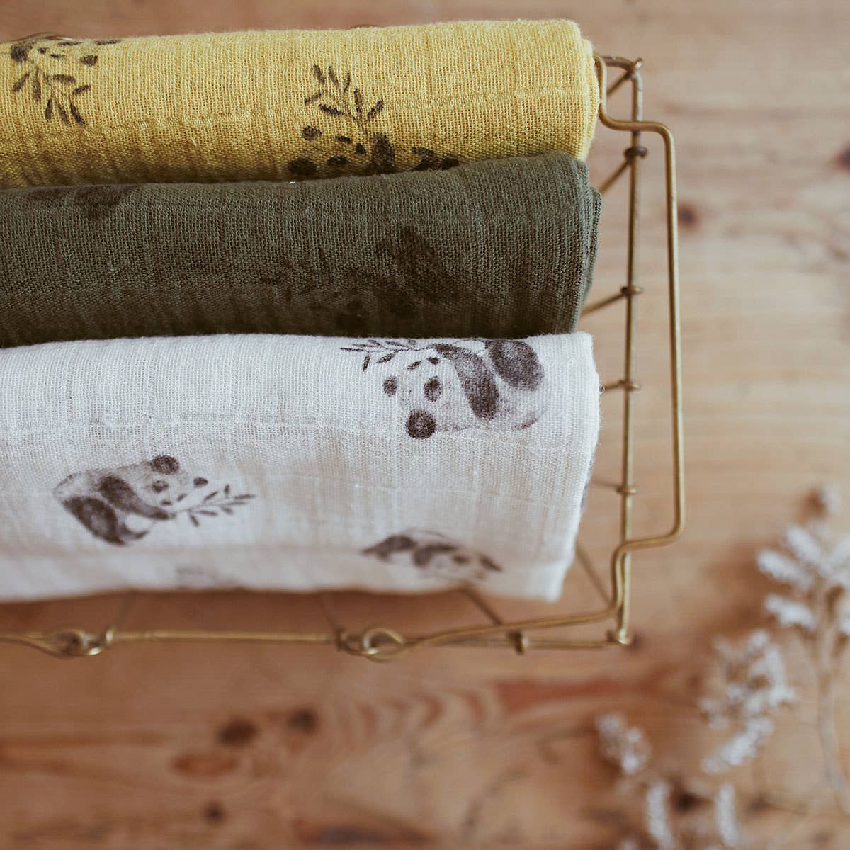 Rose in April Muslin "Bianca" Panda "Natur