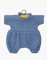 Minikane Puppen-Overall Noa Bleu, Barboteuse aus Baumwollgaze für Minikane Babies Puppe