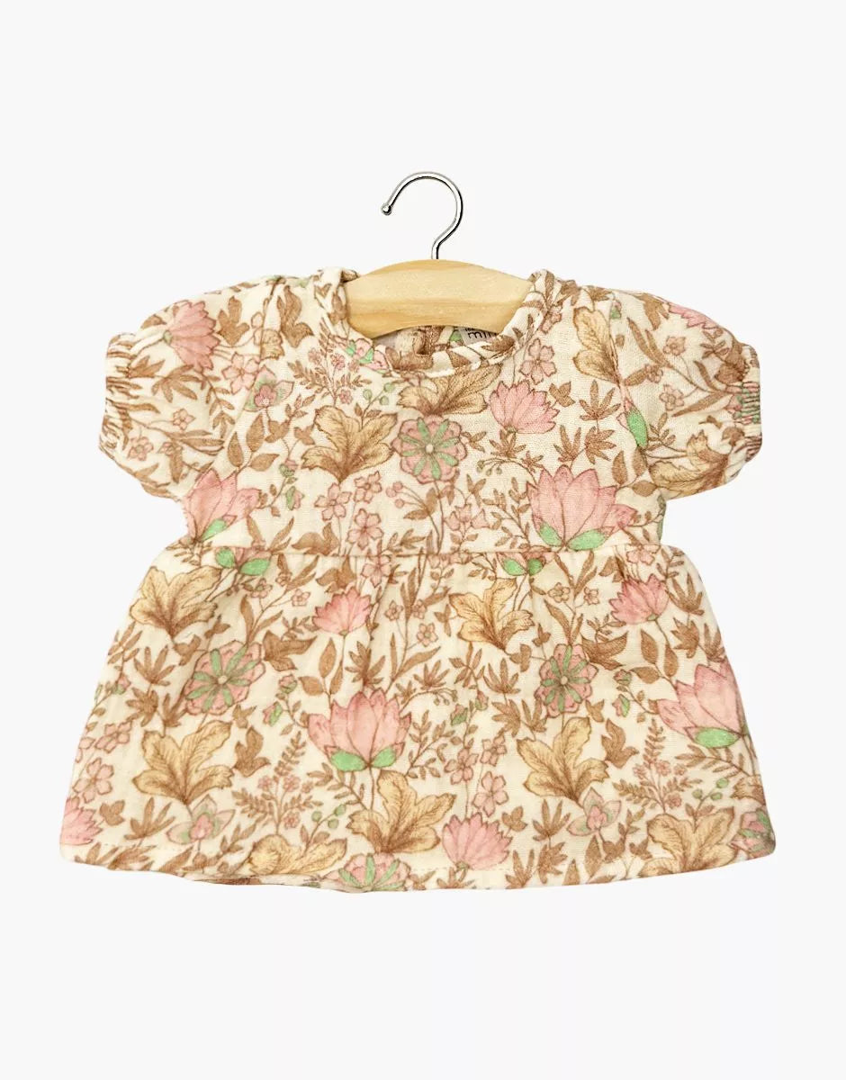 Minikane Puppenkleid Faustine Indienne Rosée, Baumwollgaze mit Ballonärmeln für 28 cm Minikane Babies Puppe