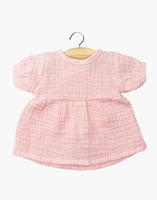 Minikane Puppenkleid Faustine Rose, Baumwollgaze mit Ballonärmeln für 28 cm Minikane Babies Puppe