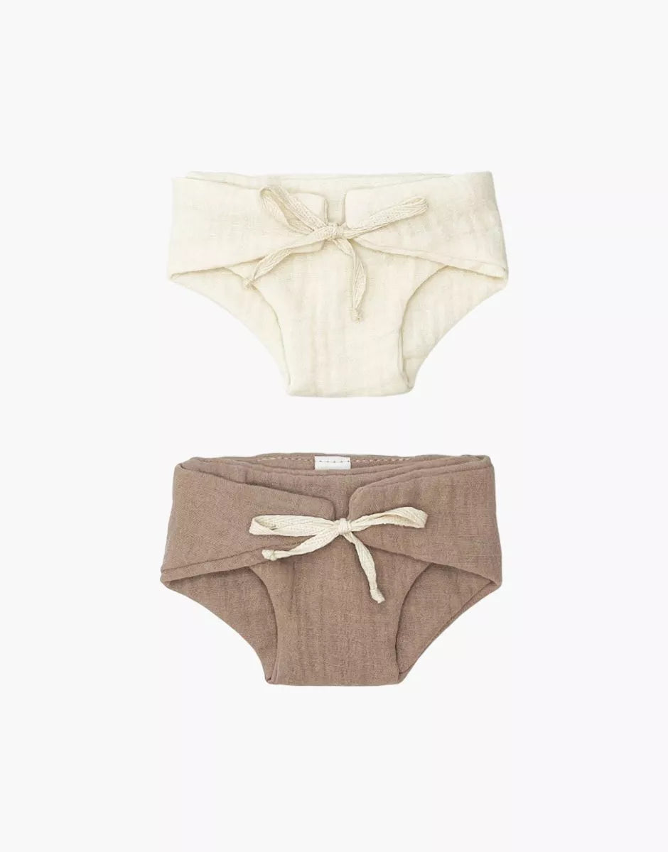 Minikane Puppenwindeln zum Anbinden im 2er-Set in Mokka und Ecru