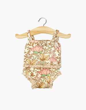 Minikane Puppen-Unterwäsche Indienne Rosée, Rippstrick mit Spitze für Minikane Gordis 34 und 37 cm