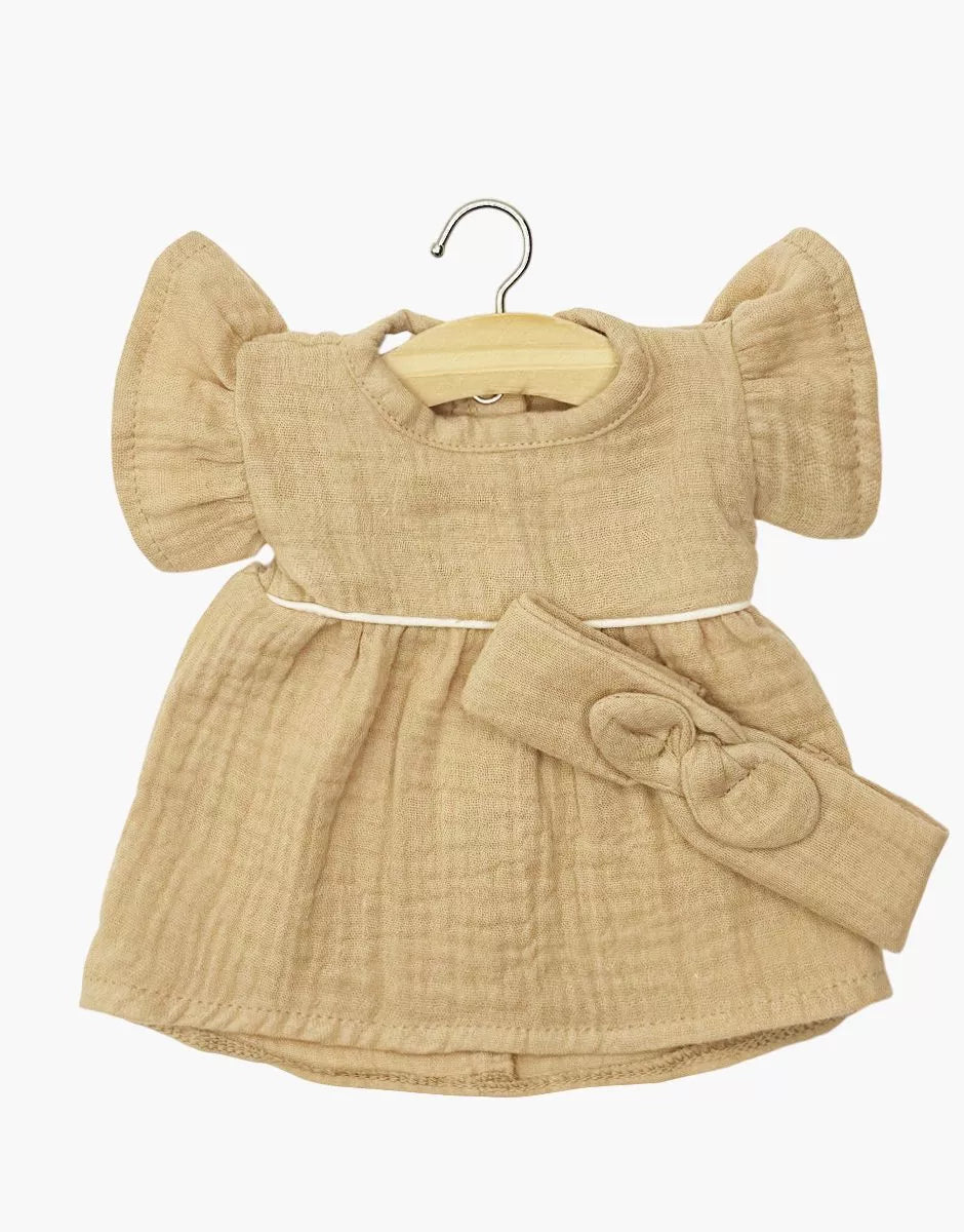 Minikane Puppen-Kleid "Daisy" mit Stirnband | Latte