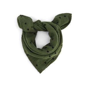 Rose in April Mulltuch Baumwolle 70x70cm | Khaki Herz
