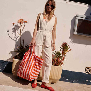 Rose in April Elisa sac | Tomate/rayures rose bonbon
