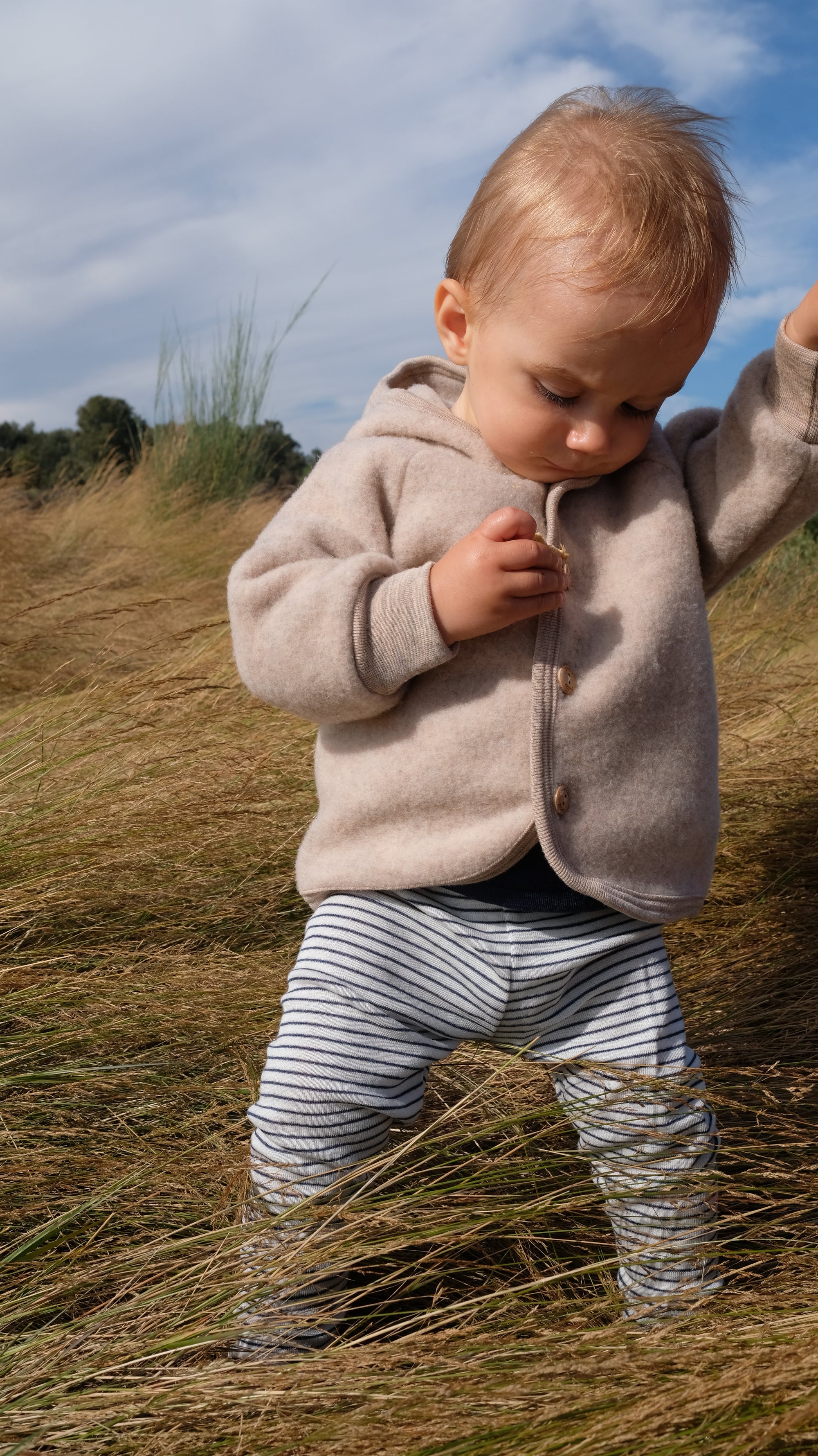 Engel Wollfleece Kapuzenjacke | Sand Melange