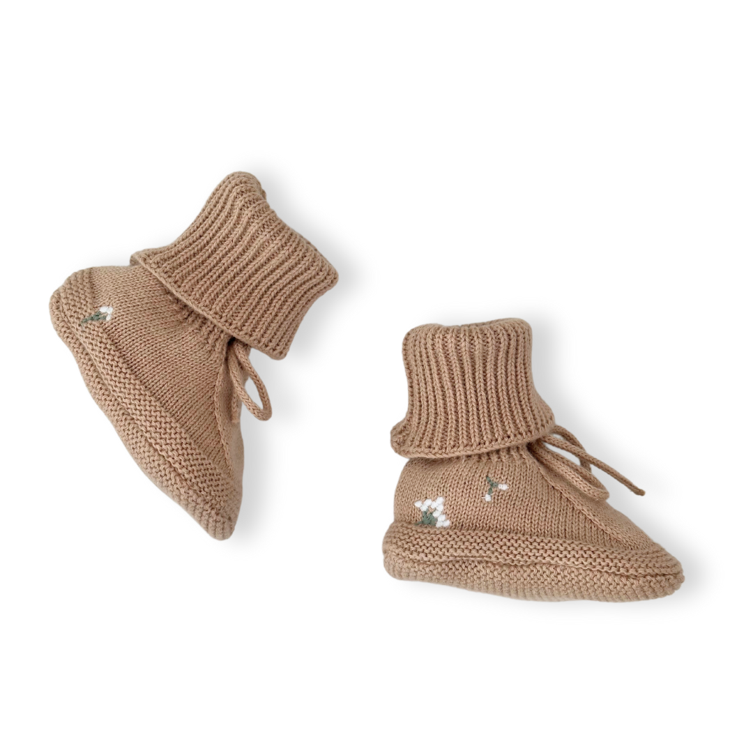 Saga Copenhagen Baby Strickschuhe - Bio-Baumwolle | Nude