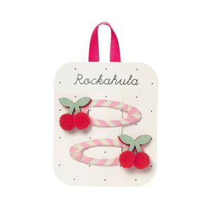 Rockahula Hair Clips "Cherry Kiss Stripy"