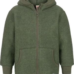 Engel Wollfleece Zip-Kapuzenjacke | Schilf Melange