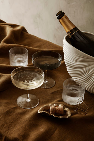 Ferm Living Champagnerglas - Ripple klar 2er Set