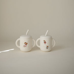 Mushie Silicone Learning Cup + Straw | Fairy Mice
