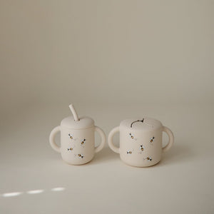Mushie Silikon Lernbecher + Strohhalm | Bees