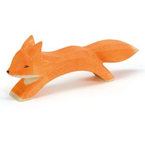 Ostheimer Holztier Fuchs gross laufend aus Ahorn – handbemalte Holzfigur für Rollenspiel und Jahreszeitentisch