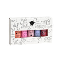 Hollywood 5 Nail Polishes Set – 5 kinderfreundliche, wasserbasierte Nagellacke: Gaston, Super, Polly, Bella, Kitty, vegan und cruelty-free