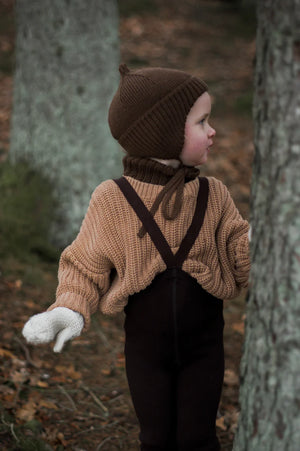 Silly Silas Footless Wool Tights "Wooly" with Braces | Cappuccino Brown