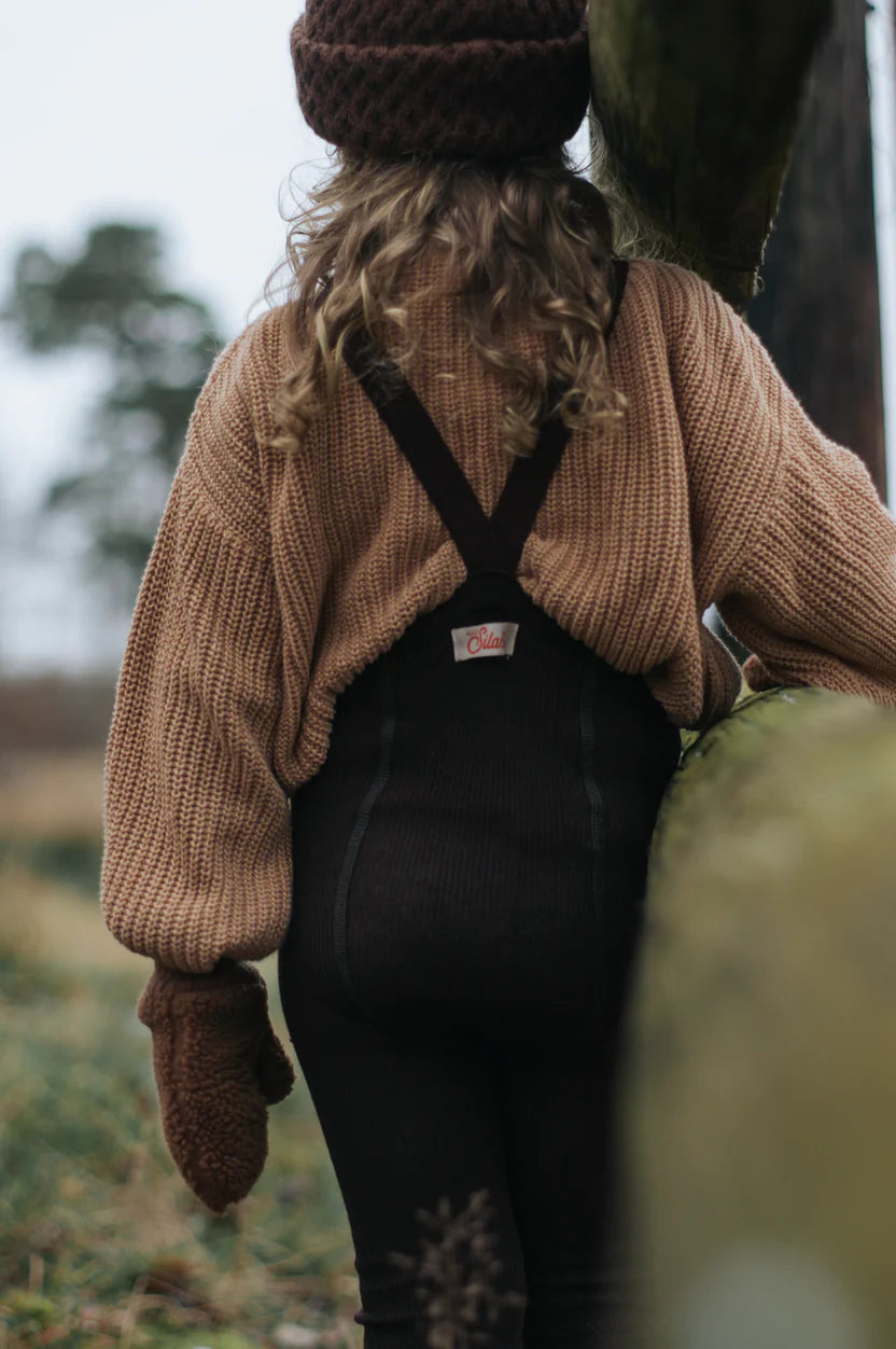 Silly Silas Fusslose Strumpfhose aus Wolle "Wooly" mit Träger | Cappuccino Brown