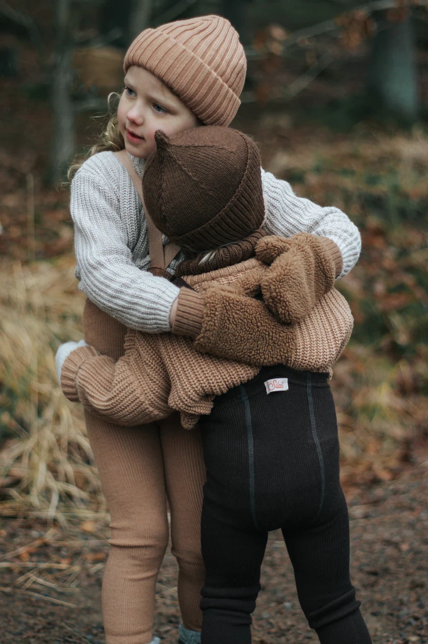 Silly Silas Fusslose Strumpfhose aus Wolle "Wooly" mit Träger | Espresso Brown