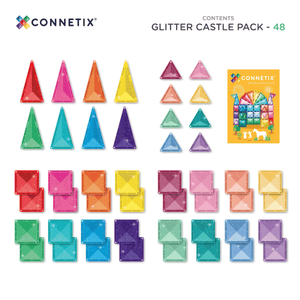 Connetix Magnetic Tiles "Glitter Castle Pack", 48 Pieces