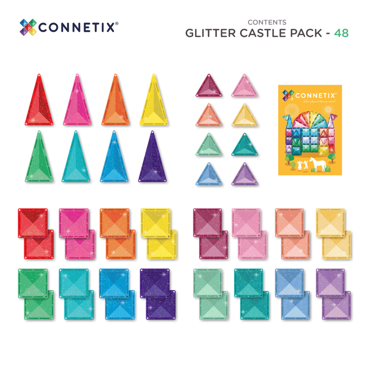 Connetix Magnetbausteine  "Glitter Castle Pack", 48-teilig