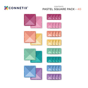 Connetix Magnetic Tiles "Pastel Square Pack" 40 pièces