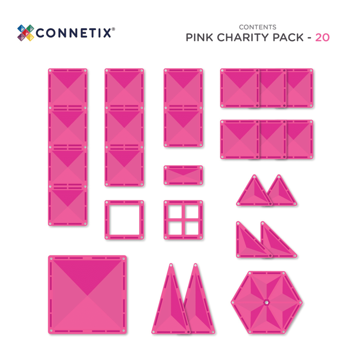 Connetix Magnetbausteine "Charity Pack Pink " 20-teilig