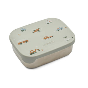 Liewood Kinder Lunchbox "Arthur" Vehicles | Dove Blue Mix