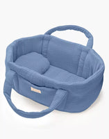 Minikane Puppen-Tragekorb Bleu Jean mit Kissen und Seitentasche für Babies, Gordis und Cuties