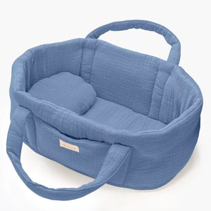 Minikane Puppen-Tragekorb Bleu Jean mit Kissen und Seitentasche für Babies, Gordis und Cuties