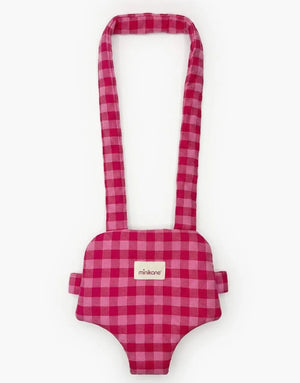 Minikane Doll Carrier | Gingham Candy Pink/Cherry Red